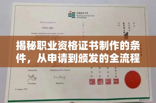疏勒揭秘职业资格证书制作的条件，从申请到颁发的全流程解析